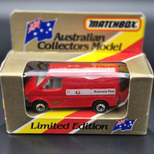 Load image into Gallery viewer, Matchbox 1987 Ford Transit Van Red MB60 Australia Post Boxed - Gold Australia Post Insignia
