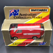 Load image into Gallery viewer, Matchbox 1987 Ford Transit Van Red MB60 Australia Post Boxed - Gold Australia Post Insignia
