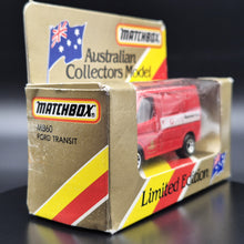 Load image into Gallery viewer, Matchbox 1987 Ford Transit Van Red MB60 Australia Post Boxed - Gold Australia Post Insignia
