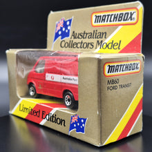 Load image into Gallery viewer, Matchbox 1987 Ford Transit Van Red MB60 Australia Post Boxed - Gold Australia Post Insignia
