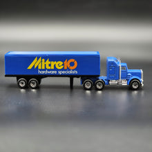Load image into Gallery viewer, Matchbox 1987 Kenworth Aerodyne Semi &amp; Box Trailer Blue Mitre 10 Convoy CY-9 - Boxed In Incorrect Box
