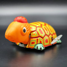 Load image into Gallery viewer, Ota Kasaburo Shoten Vintage Pressed Steel Wind Up Turtle Toy Orange Made In Japan
