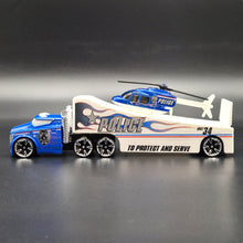 Load image into Gallery viewer, Hot Wheels 2012 Roll Patrol Transporter &amp; Propper Chopper - Truck &amp; Helicopter Racing Rigs
