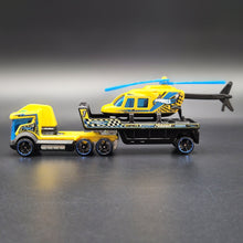 Load image into Gallery viewer, Hot Wheels 2013 Copter Chase Transporter &amp; Propper Chopper - Truck &amp; Helicopter Trackin&#39; Trucks
