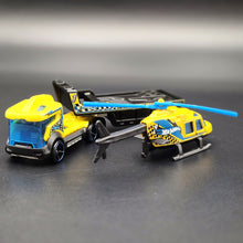 Load image into Gallery viewer, Hot Wheels 2013 Copter Chase Transporter &amp; Propper Chopper - Truck &amp; Helicopter Trackin&#39; Trucks
