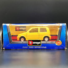 Load image into Gallery viewer, Bburago 1995 Fiat 500 Sporting (Cinquecento) Yellow #0194 1:24 Super Car Collection Diecast
