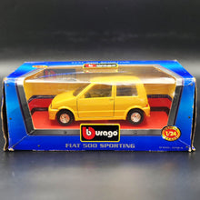 Load image into Gallery viewer, Bburago 1995 Fiat 500 Sporting (Cinquecento) Yellow #0194 1:24 Super Car Collection Diecast
