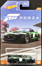 Load image into Gallery viewer, Hot Wheels 2023 '15 Jaguar F-Type Project 7 British Racing Green Forza 3/5 New Long Card