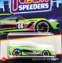 Load image into Gallery viewer, Hot Wheels 2024 Corvette C7 Z06 Matte Neon Green Neon Speeders 7/8 New Long Card