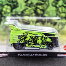 Load image into Gallery viewer, Hot Wheels 2024 Volkswagen Drag Bus Teenage Mutant Ninja Turtles Green Pop Culture Mix 4 New Long Card