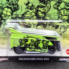 Load image into Gallery viewer, Hot Wheels 2024 Volkswagen Drag Bus Teenage Mutant Ninja Turtles Green Pop Culture Mix 4 New Long Card