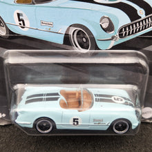 Load image into Gallery viewer, Hot Wheels 2024 1955 Corvette Baby Blue Vintage Racing Club Series 2/6 New Long Card