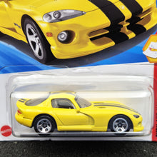 Load image into Gallery viewer, Hot Wheels 2025 '96 Dodge Viper GTS Yellow #176 Then and Now 4/10 New Long Card
