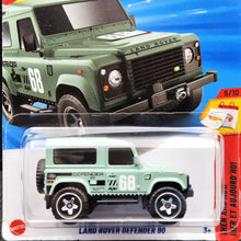 Load image into Gallery viewer, Hot Wheels 2025 Land Rover Defender 90 Mint Green #210 Then and Now 5/10 New Long Card