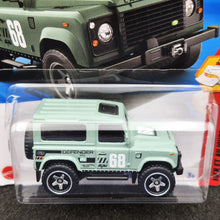 Load image into Gallery viewer, Hot Wheels 2025 Land Rover Defender 90 Mint Green #210 Then and Now 5/10 New Long Card