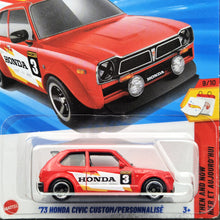 Load image into Gallery viewer, Hot Wheels 2025 '73 Honda Civic Custom Red #231 Then and Now 9/10 New Long Card