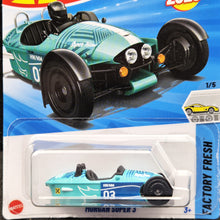 Load image into Gallery viewer, Hot Wheels 2025 Morgan Super 3 Cyan #15 Factory Fresh 1/5 New Long Card