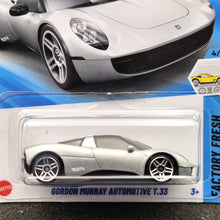 Load image into Gallery viewer, Hot Wheels 2025 Gordon Murray Automotive T.33 Silver #90 Factory Fresh 4/5 New Long Card