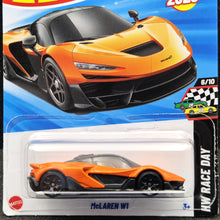Load image into Gallery viewer, Hot Wheels 2025 McLaren W1 Orange #142 HW Race Day 6/10 New Long Card