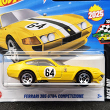 Load image into Gallery viewer, Hot Wheels 2025 Ferrari 365 GTB4 Competizione Yellow #222 HW Race Day 10/10 New