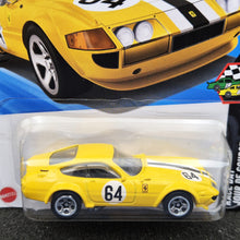 Load image into Gallery viewer, Hot Wheels 2025 Ferrari 365 GTB4 Competizione Yellow #222 HW Race Day 10/10 New Long Card