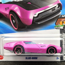 Load image into Gallery viewer, Hot Wheels 2025 Slide-Burn Hot Pink #108 HW Dream Garage 4/5 New Long Card