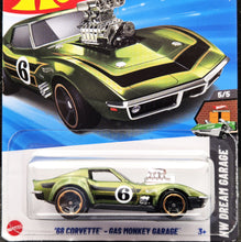 Load image into Gallery viewer, Hot Wheels 2025 '68 Corvette - Gas Monkey Garage Green #134 HW Dream Garage 5/5 New Long Card
