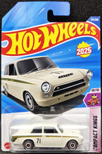 Load image into Gallery viewer, Hot Wheels 2025 Lotus Cortina Ivory #213 Compact Kings 10/10 New Long Card