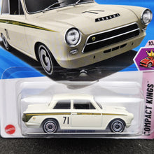 Load image into Gallery viewer, Hot Wheels 2025 Lotus Cortina Ivory #213 Compact Kings 10/10 New Long Card