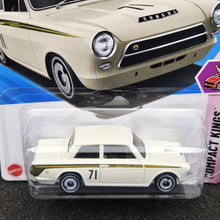 Load image into Gallery viewer, Hot Wheels 2025 Lotus Cortina Ivory #213 Compact Kings 10/10 New Long Card