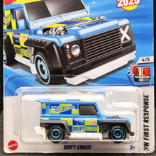 Load image into Gallery viewer, Hot Wheels 2025 Drift-Ender Light Blue #114 HW First Response 4/5 New Long Card