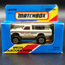 Load image into Gallery viewer, Matchbox 1985 4x4 Open Back Pickup Truck White MB63 Bob Jane T-Marts Limited Edition Sealed Box