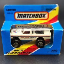 Load image into Gallery viewer, Matchbox 1985 4x4 Open Back Pickup Truck White MB63 Bob Jane T-Marts Limited Edition Sealed Box