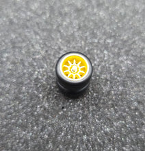 Load image into Gallery viewer, 1:64 10 Spoke Satin Gold Wheel Set with Rubber Tyres - Hot Wheels, Matchbox