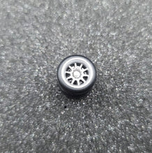 Load image into Gallery viewer, 1:64 10 Spoke Silver Alloy Wheel Set with Rubber Tyres - Hot Wheels, Matchbox