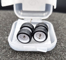 Load image into Gallery viewer, 1:64 10 Spoke White Plastic Wheel Set with Rubber Tyres - Hot Wheels, Matchbox