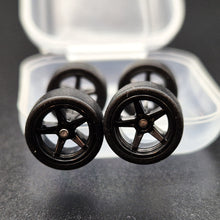 Load image into Gallery viewer, 1:64 5 Spoke Black Wheel Set with Slick Rubber Tyres - Hot Wheels, Matchbox
