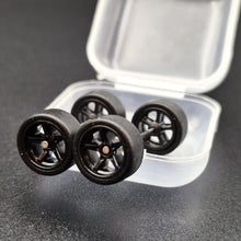 Load image into Gallery viewer, 1:64 5 Spoke Black Wheel Set with Slick Rubber Tyres - Hot Wheels, Matchbox