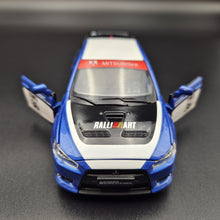 Load image into Gallery viewer, Explorafind 2016 Mitsubishi Lancer Evolution X Blue 1:32 Die Cast Car