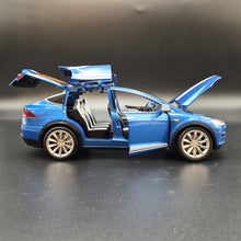 Load image into Gallery viewer, Explorafind 2020 Tesla Model X Metallic Blue 1:24 Die Cast Car