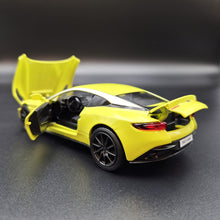 Load image into Gallery viewer, Explorafind 2022 Aston Martin DB11 AMR Neon Yellow 1:32 Die Cast Car
