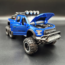 Load image into Gallery viewer, Explorafind 2023 Ford Raptor F-150 6x6 Blue 1:24 Die Cast Pickup
