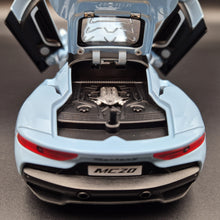 Load image into Gallery viewer, Explorafind 2023 Maserati MC20 Sky Blue 1:24 Die Cast Car