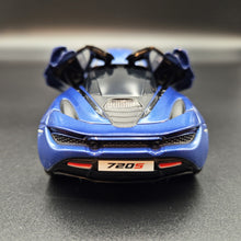 Load image into Gallery viewer, Explorafind 2023 McLaren 720S Blue 1:32 Die Cast Car