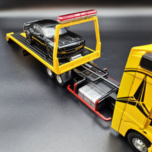 Load image into Gallery viewer, Explorafind 2023 Mercedes-Benz Actros Truck with Tilt Tray Yellow 1:24 Die Cast Truck