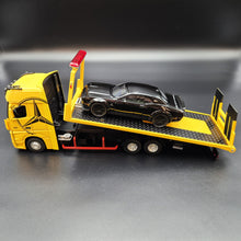Load image into Gallery viewer, Explorafind 2023 Mercedes-Benz Actros Truck with Tilt Tray Yellow 1:24 Die Cast Truck