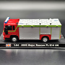 Load image into Gallery viewer, Amercom 2000 Major Rescue Volvo FL 614 UK Fire &amp; Rescue Truck 1:64 Die Cast Model