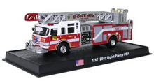 Load image into Gallery viewer, Amercom 2005 Quint Pierce Aerial and Pump Fire Engine "Bohemia Fire Dept" 1:87 Die Cast Model