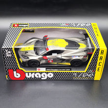 Load image into Gallery viewer, Bburago 2020 Chevrolet Corvette C8.R #4 Silver Metallic Race Series 1:24 Diecast Model Car
