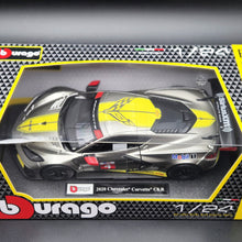 Load image into Gallery viewer, Bburago 2020 Chevrolet Corvette C8.R #4 Silver Metallic Race Series 1:24 Diecast Model Car